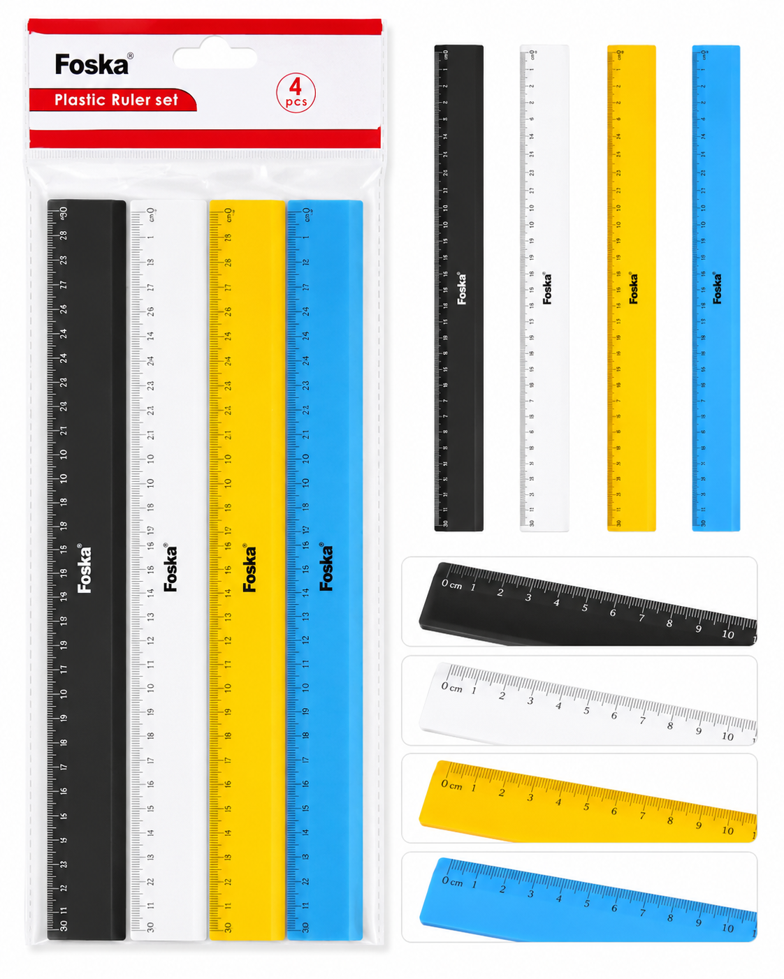 Jeu de règles colorées en plastique de 30cm