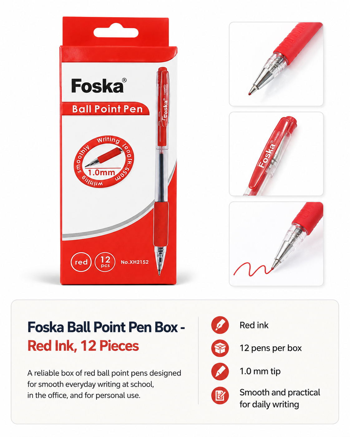 12 Pièces de Stylos à Billes FOSKA