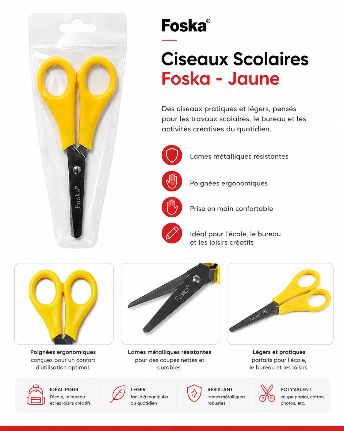 Ciseaux scolaires Foska · Ciseaux scolaires Foska - Jaune