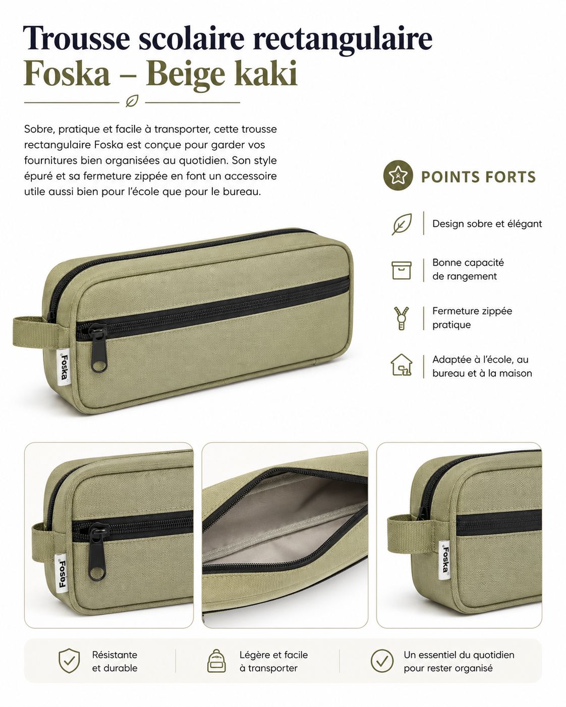 Trousse Foska design bleu marine avec détails dorés