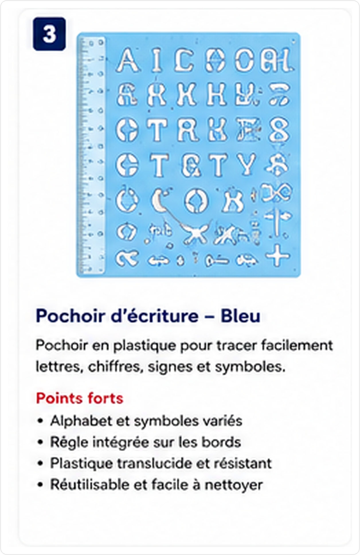 Pochoir d'écriture - Alphabet et symboles