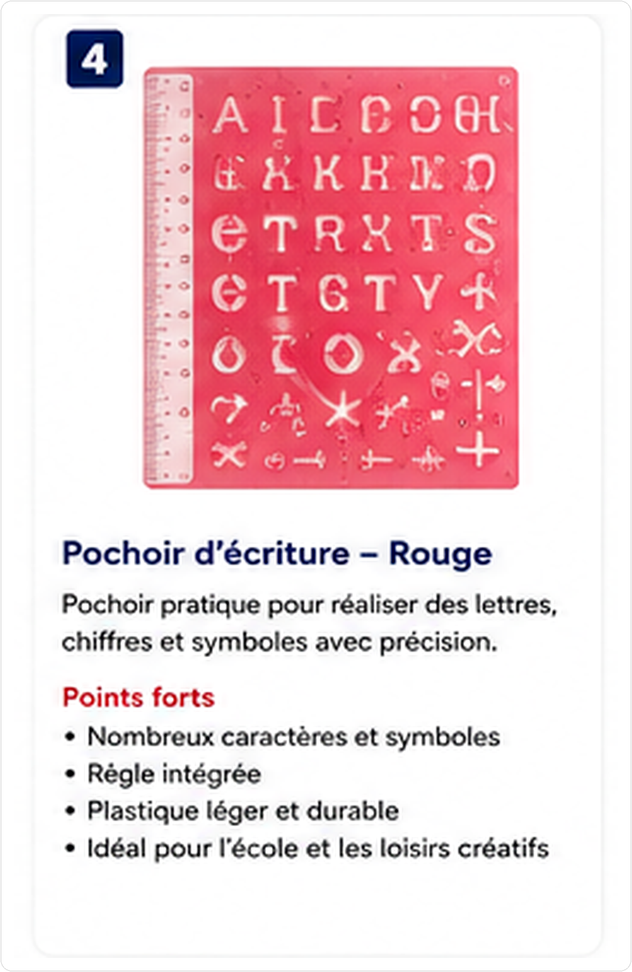 Pochoir d'écriture - Alphabet et symboles
