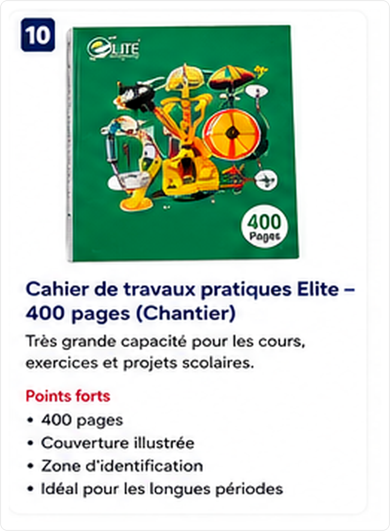 Cahier de travaux pratiques Elite - 400 pages (Chantier)